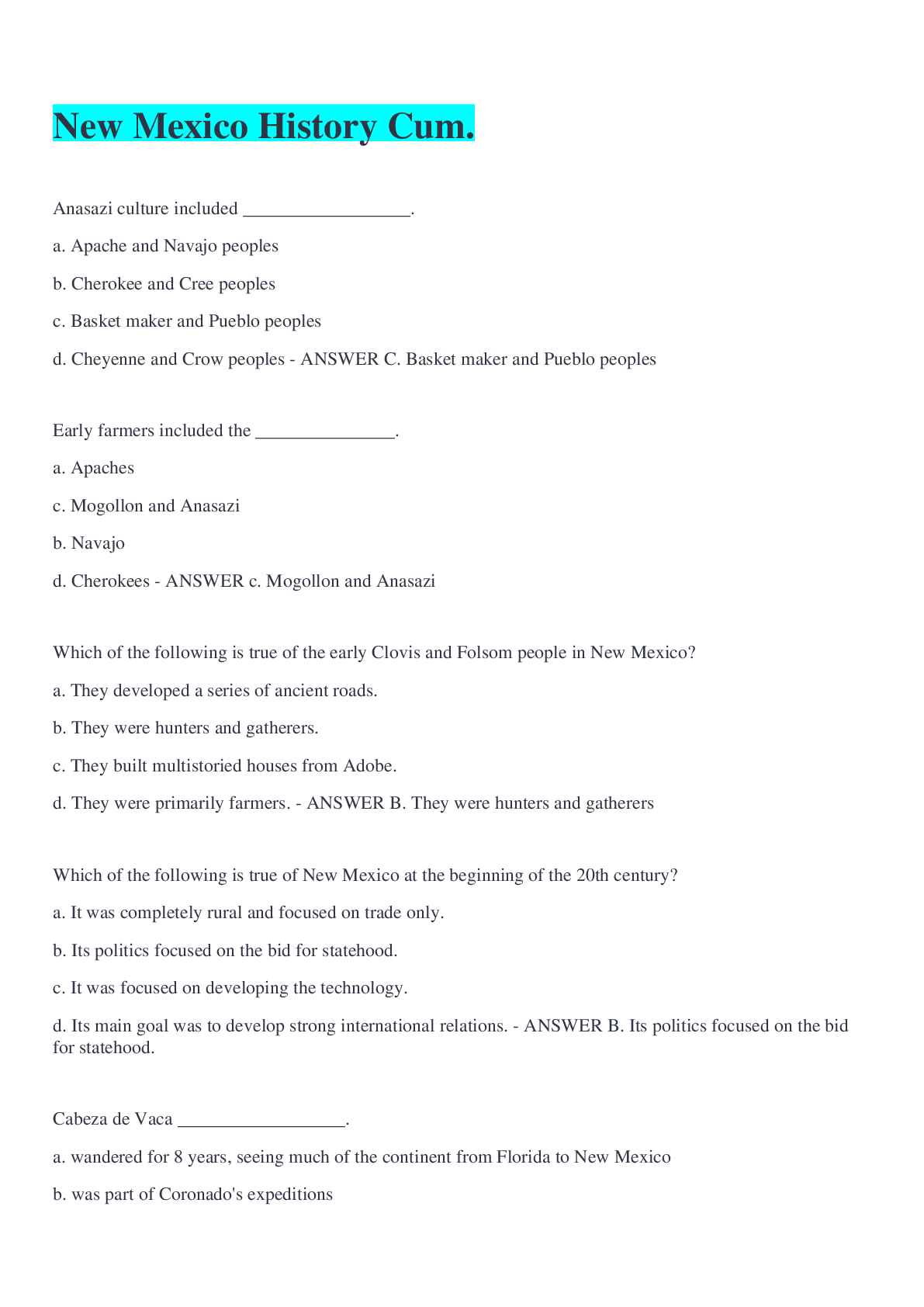 Preview image of New Mexico History Cum. document